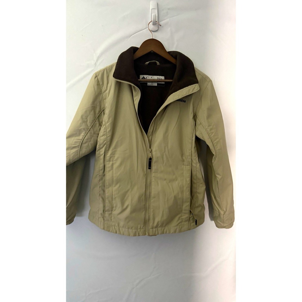 Columbia Womens Beige Brown Full Zip Fleece Lined Jacket Size S Outdoor